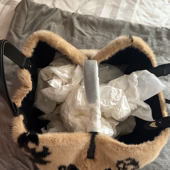 Dior Black and Tan Floral Faux Fur Shoulder Bag - Picture 7 of 10